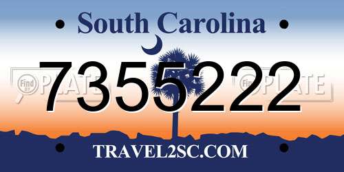 7355222 South Carolina License Plate
