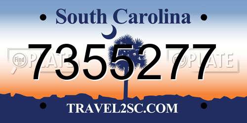 7355277 South Carolina License Plate