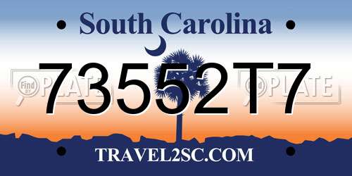 73552T7 South Carolina License Plate