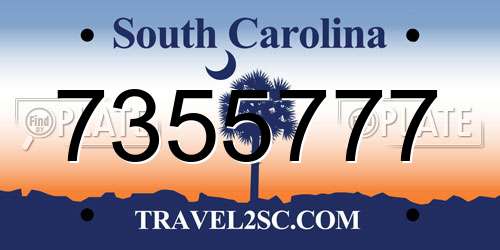 7355777 South Carolina License Plate