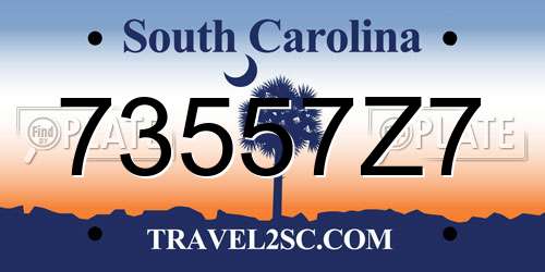 73557Z7 South Carolina License Plate