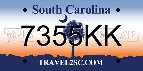 7355KK South Carolina License Plate