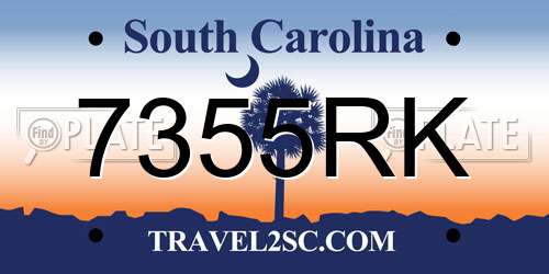7355RK South Carolina License Plate
