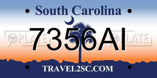 7356AI South Carolina License Plate