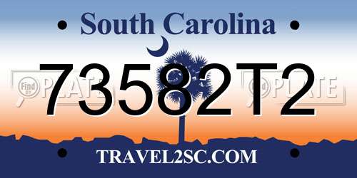 73582T2 South Carolina License Plate