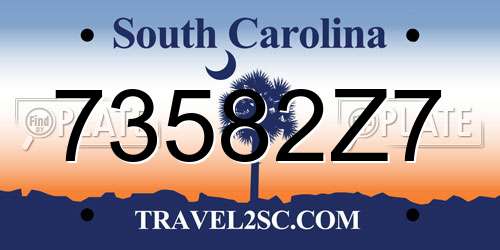 73582Z7 South Carolina License Plate