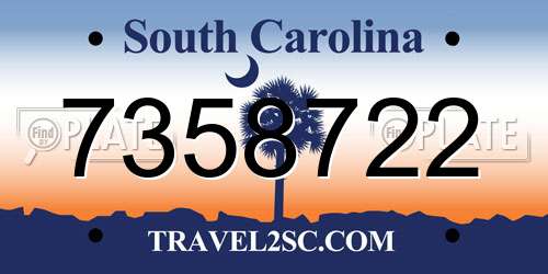 7358722 South Carolina License Plate