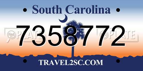 7358772 South Carolina License Plate