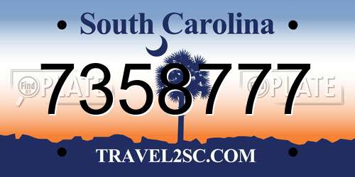 7358777 South Carolina License Plate