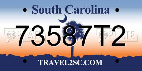 73587T2 South Carolina License Plate