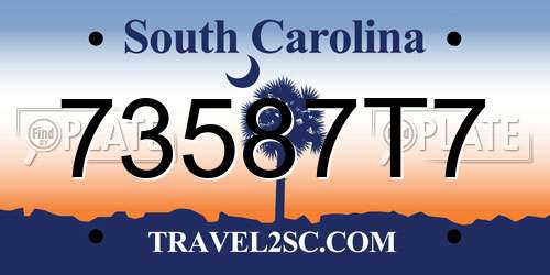 73587T7 South Carolina License Plate