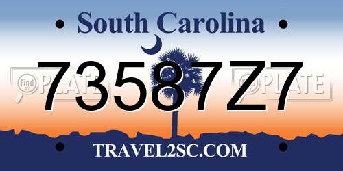 73587Z7 South Carolina License Plate