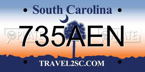 735AEN South Carolina License Plate