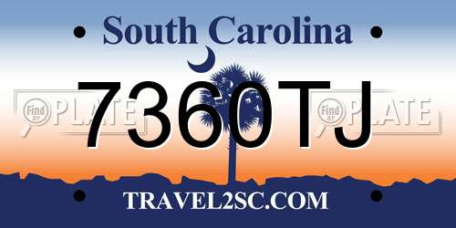 7360TJ South Carolina License Plate
