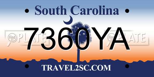 7360YA South Carolina License Plate