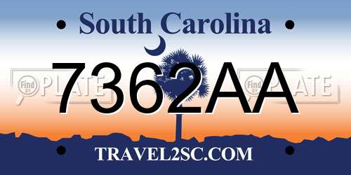 7362AA South Carolina License Plate
