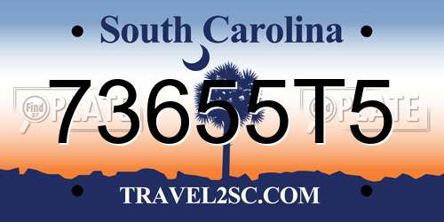 73655T5 South Carolina License Plate