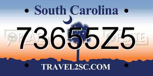 73655Z5 South Carolina License Plate