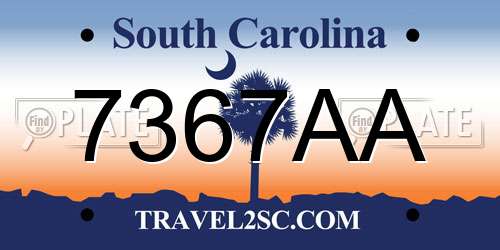 7367AA South Carolina License Plate