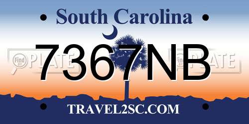 7367NB South Carolina License Plate
