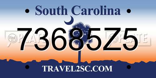 73685Z5 South Carolina License Plate