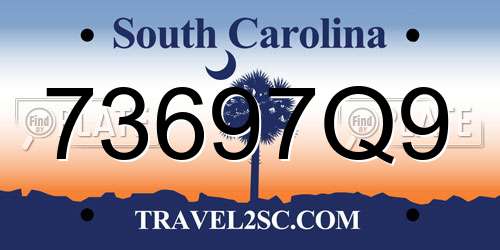 73697Q9 South Carolina License Plate