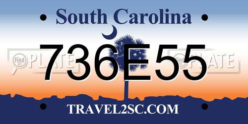 736E55 South Carolina License Plate