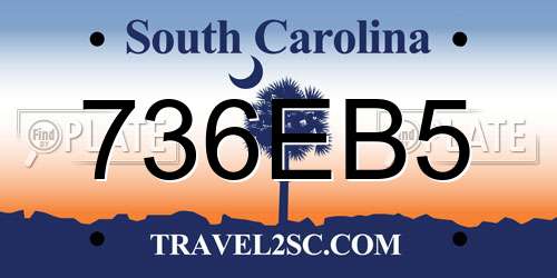 736EB5 South Carolina License Plate
