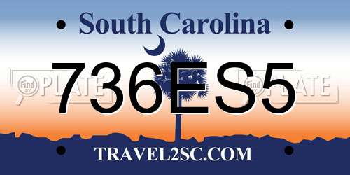 736ES5 South Carolina License Plate