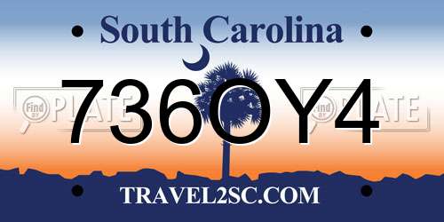 736OY4 South Carolina License Plate