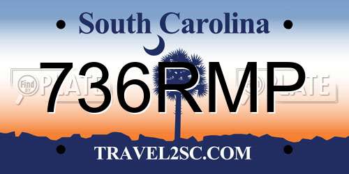 736RMP South Carolina License Plate