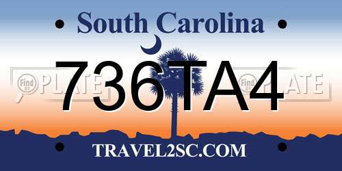 736TA4 South Carolina License Plate