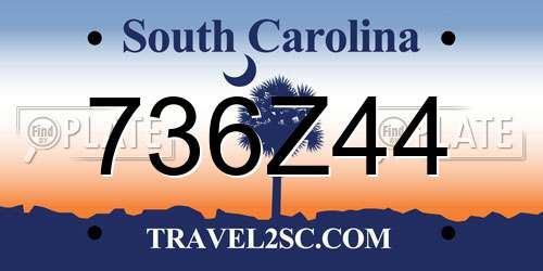 736Z44 South Carolina License Plate