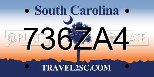 736ZA4 South Carolina License Plate