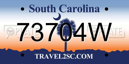 73704W South Carolina License Plate