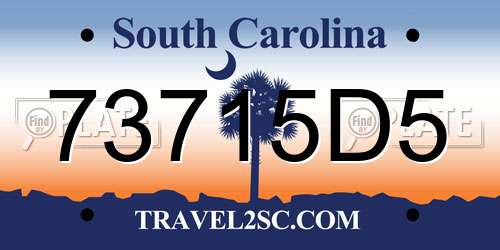 73715D5 South Carolina License Plate