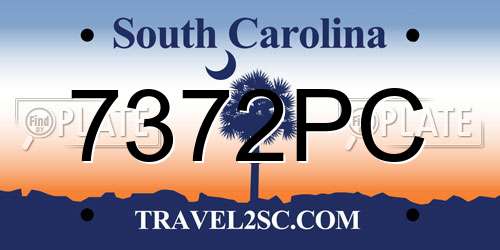 7372PC South Carolina License Plate