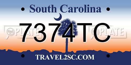 7374TC South Carolina License Plate