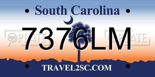 7376LM South Carolina License Plate