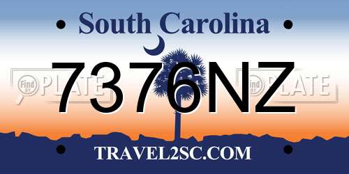 7376NZ South Carolina License Plate