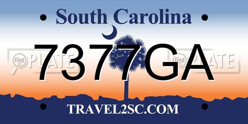 7377GA South Carolina License Plate