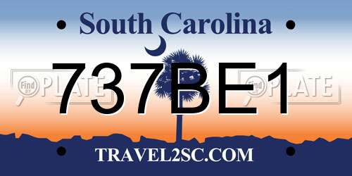 737BE1 South Carolina License Plate