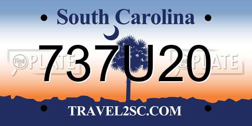 737U20 South Carolina License Plate