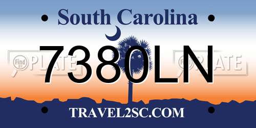 7380LN South Carolina License Plate