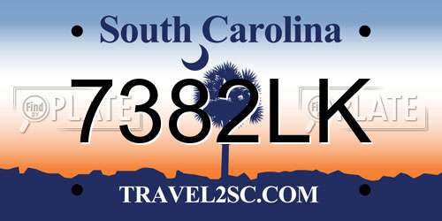 7382LK South Carolina License Plate