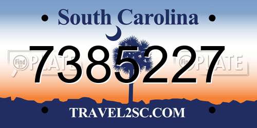 7385227 South Carolina License Plate