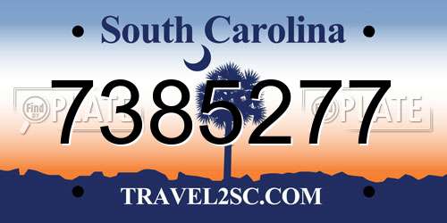 7385277 South Carolina License Plate