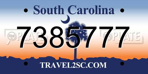 7385777 South Carolina License Plate