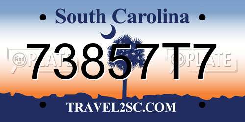 73857T7 South Carolina License Plate