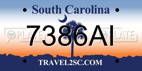 7386AI South Carolina License Plate